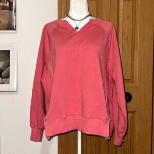 American Eagle Outfitters Sweatshirt Women’s Small Pink Notch Neck Raglan Sleeve